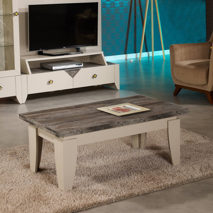 Hanah Home Mesa de Centro Beige 110x65x45 cm Elegante y Funcional Tablero Melamina 18mm
